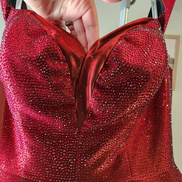 Ellie Wilde Mon Cheri Wine Colored Formal Dress